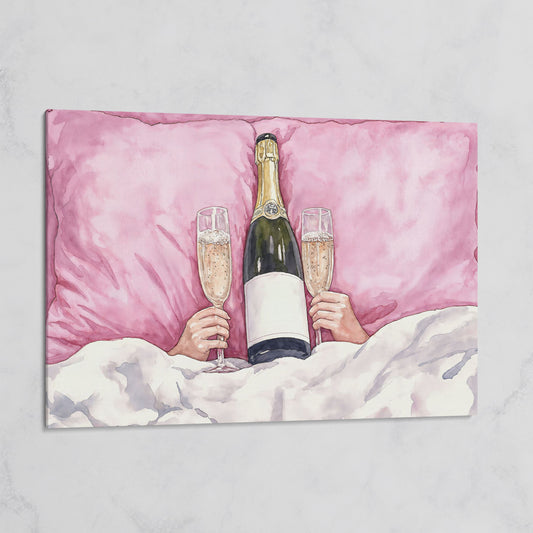 Champagne Toast Canvas Print in Blush and Gold on gallery wrap