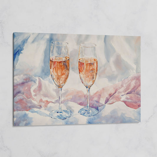 Pink Watercolor Champagne Abstract Canvas on gallery wrap