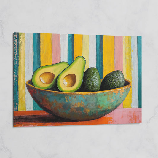 Avocado in Bowl Canvas Print for Modern Kitchens on gallery wrap