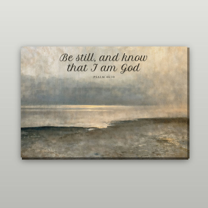 Quiet Coast personalized canvas wall art with sample wording, gallery wrap on a wall