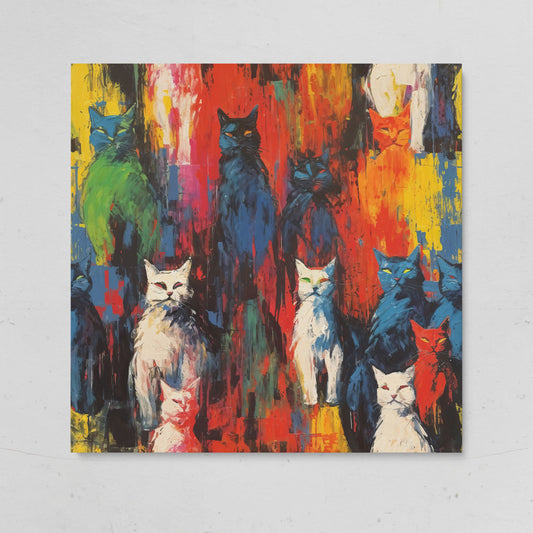 Colorful Abstract Cat Canvas with Graffiti Flair on gallery wrap