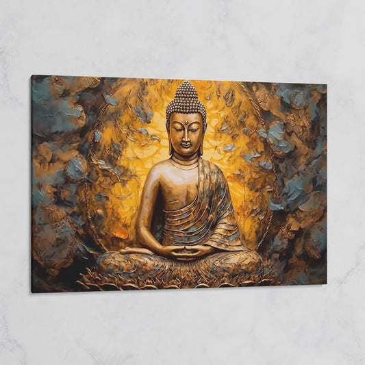 Gold Buddha Meditation Canvas Print on gallery wrap