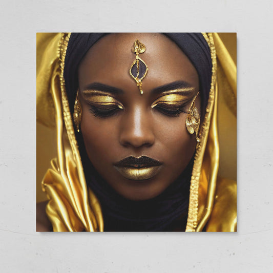 Elegant African American Woman with Gold Accents Canvas on gallery wrap