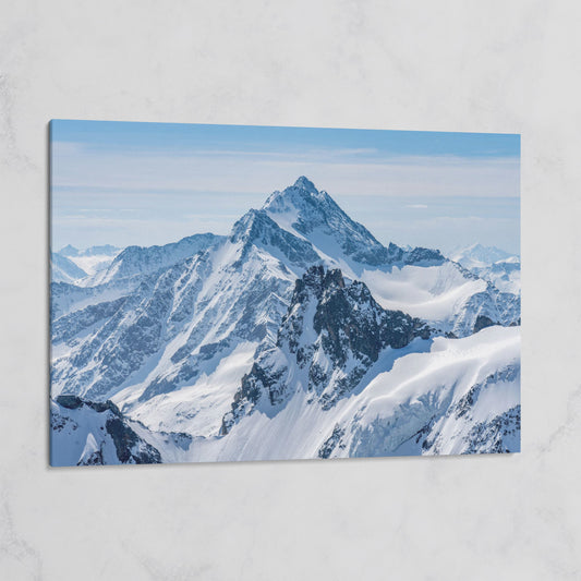 Snow Alps and Blue Sky Panoramic Canvas on gallery wrap