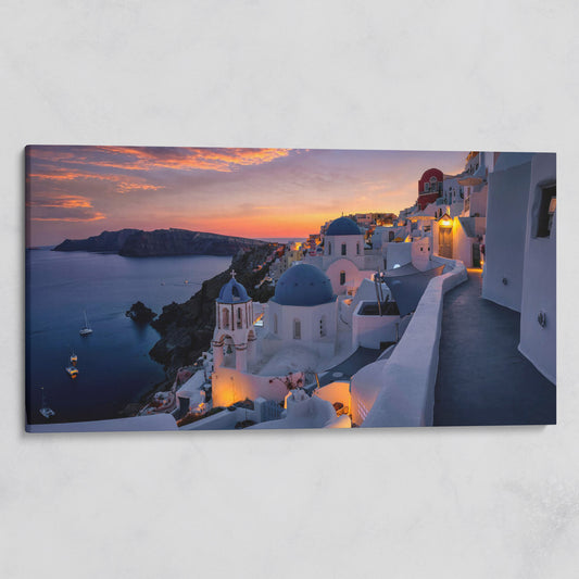 Santorini at Sunset Canvas on gallery wrap