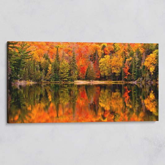 Autumn Forest with Reflective Lake Canvas on gallery wrap