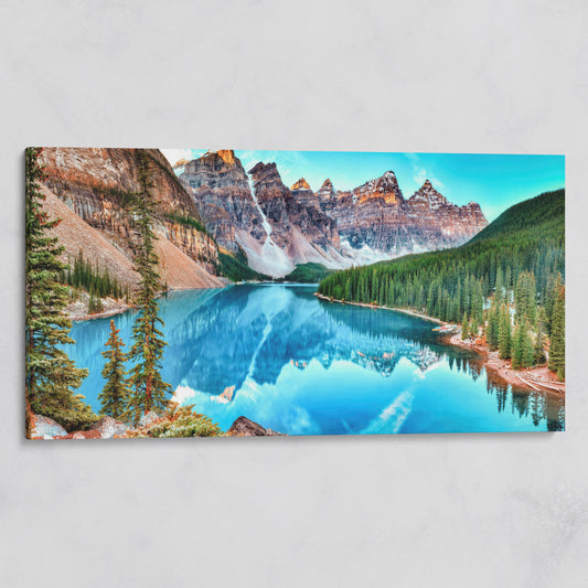 Banff Mountain Lake Panoramic Canvas on gallery wrap