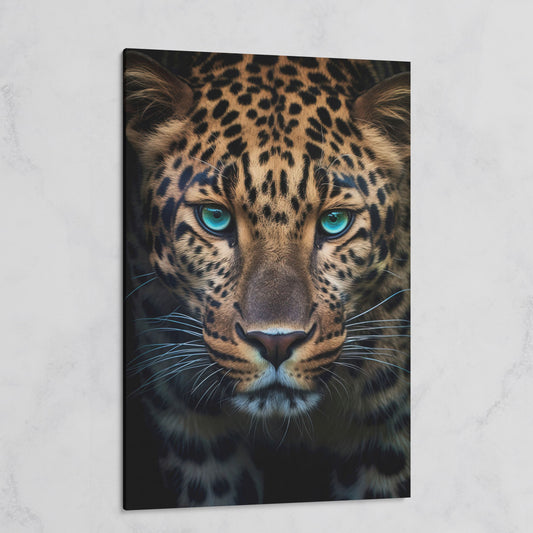 Blue-Eyed Leopard Canvas Print on gallery wrap