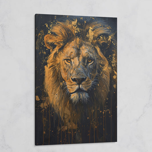 Gold Lion Portrait Canvas on gallery wrap