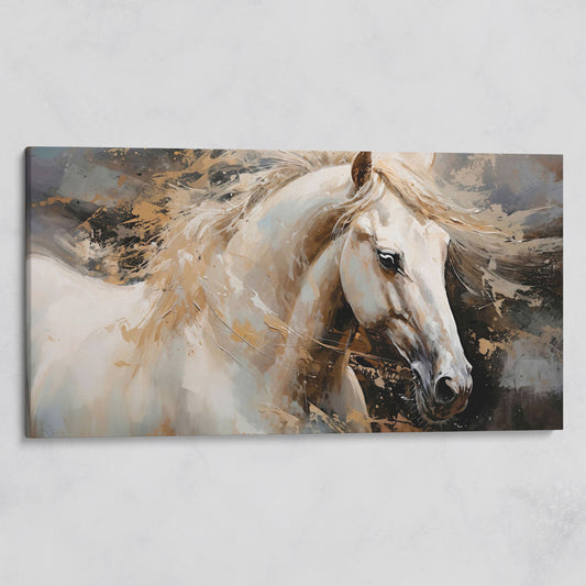 White Horse in Motion Canvas on gallery wrap