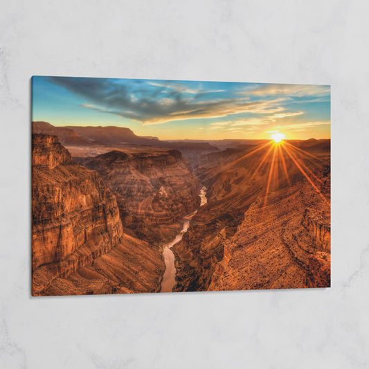 Grand Canyon Sunset Canvas Print with Colorado River View on gallery wrap