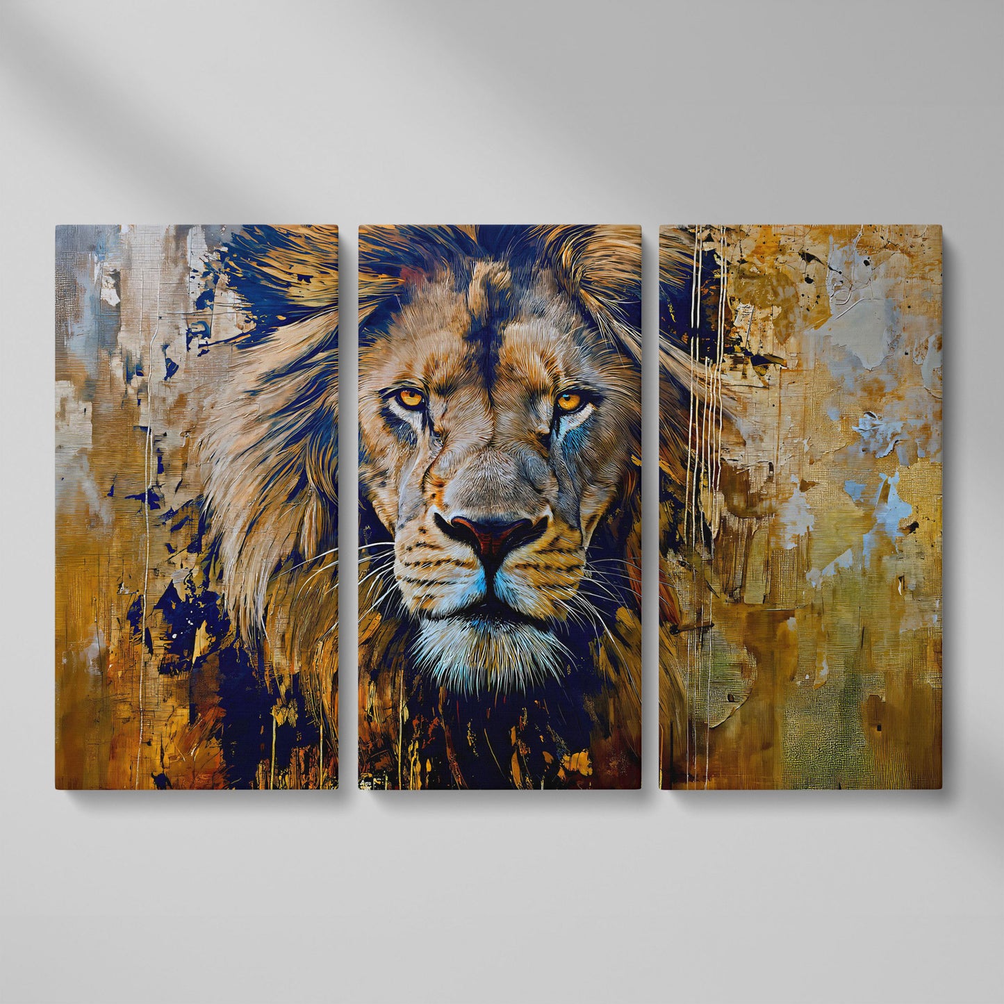 Royal Mane Lion Canvas Print as 3-panel split version