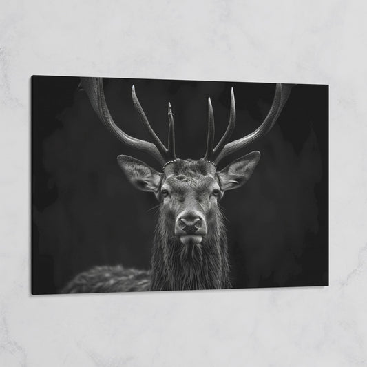 Black & White Stag Portrait Canvas on gallery wrap