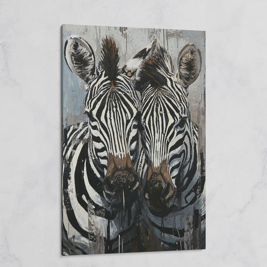 Abstract Pair of Zebras Canvas Print on gallery wrap