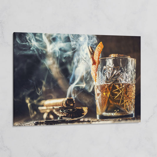 Whiskey and Cigar Canvas Print on gallery wrap