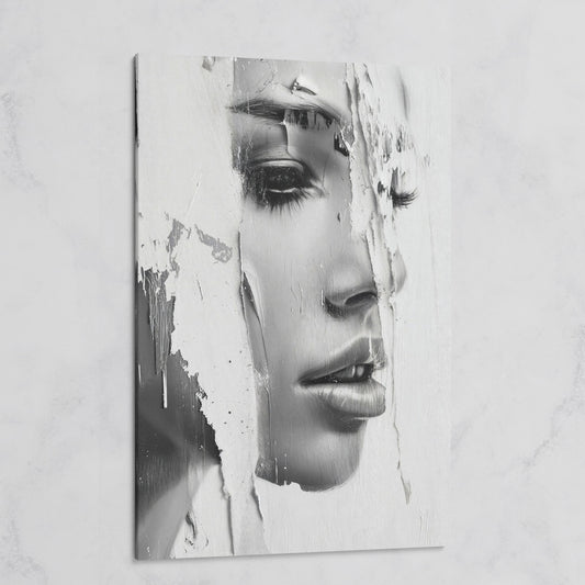 Abstract Woman Portrait in Monochrome Canvas on gallery wrap