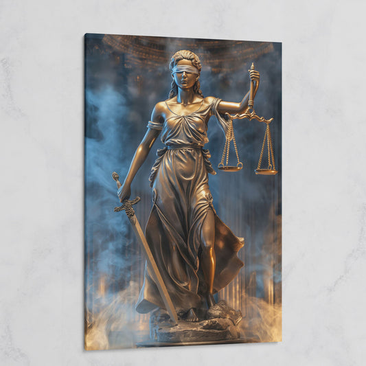 Lady Justice Canvas Print with Sword on gallery wrap