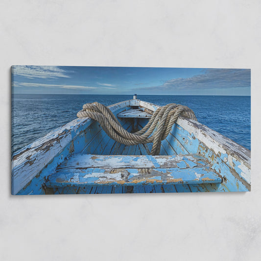 Old Boat on Calm Waters Canvas Art on gallery wrap
