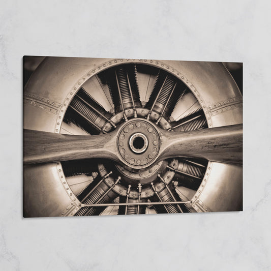 Vintage Aircraft Engine Canvas Wall Art on gallery wrap