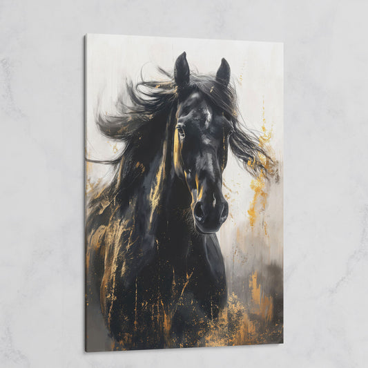 Noble Stallion Abstract Canvas Print for Farmhouse Decor on gallery wrap