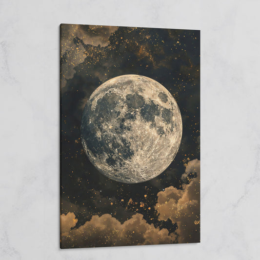 Full Moon Night Sky Canvas Print on gallery wrap