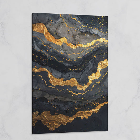 Gold Veins Abstract Canvas Print on gallery wrap