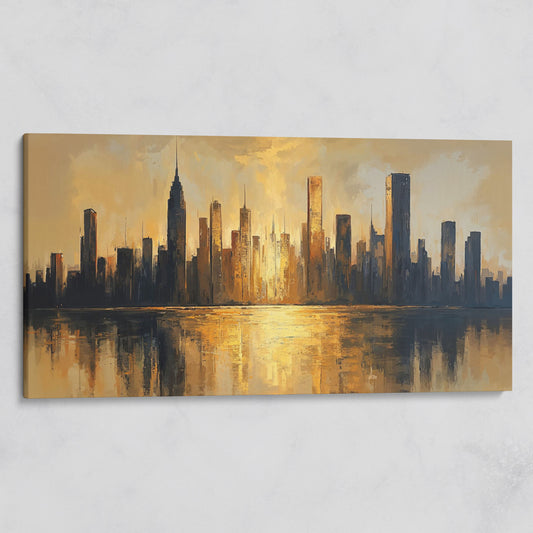 Golden Cityscape Skyline Canvas on gallery wrap