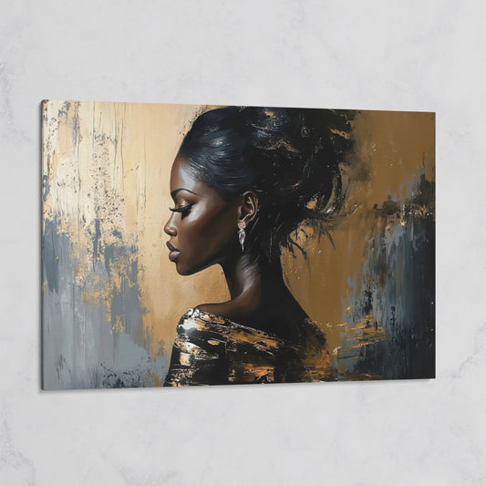 Elegant Woman in Profile Canvas Art on gallery wrap