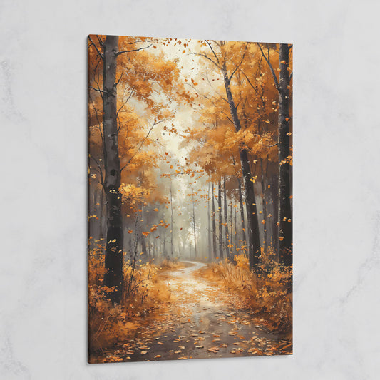 Serene Autumn Forest Pathway Canvas Print on gallery wrap