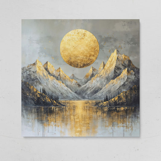Mountains with Golden Sun Canvas on gallery wrap