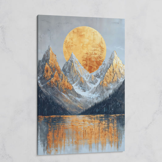 Gold Sun and Mountains Canvas Print on gallery wrap