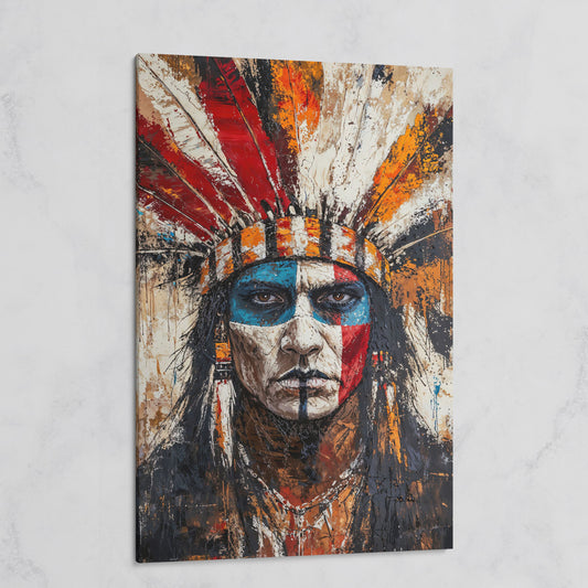 Indigenous Warrior Portrait Canvas on gallery wrap