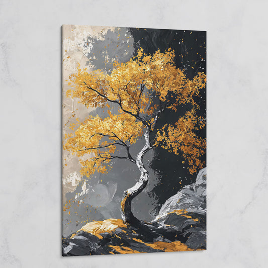Golden Leaves Tree Canvas Print on gallery wrap