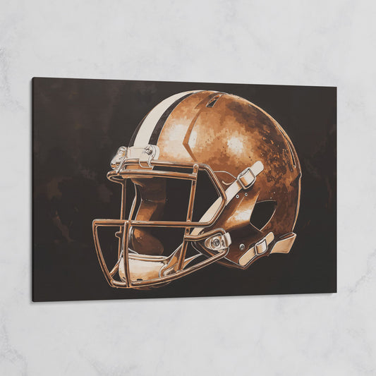 Vintage Football Helmet Canvas in Sepia & Charcoal on gallery wrap