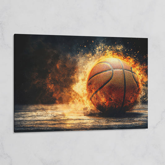 Basketball Explosion Canvas Print on gallery wrap