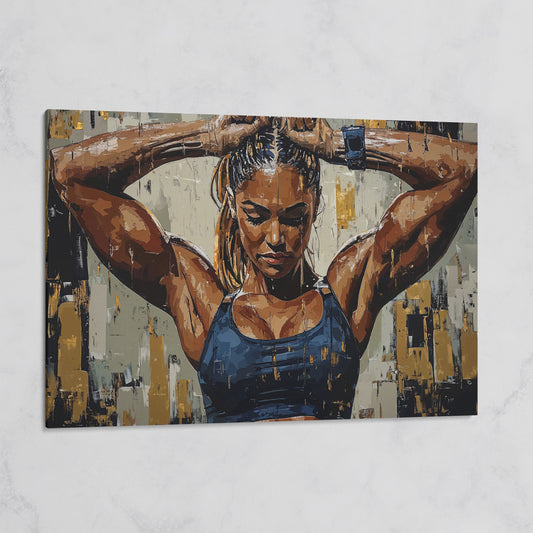 Muscular Strength Woman Portrait Canvas Print on gallery wrap
