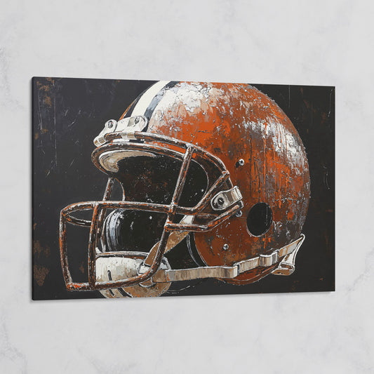 Vintage Football Helmet on Burnt Sienna Canvas on gallery wrap