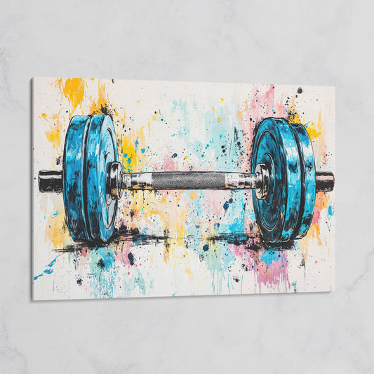 Colorful Dumbbell Canvas Print for Workout Rooms on gallery wrap