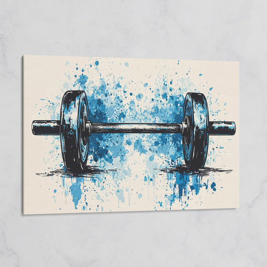 Abstract Weightlifting Canvas. Navy and Umber Gym Art on gallery wrap