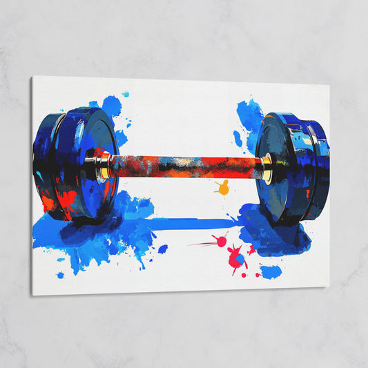 Colorful Dumbbell Canvas Print for Home Gym Walls on gallery wrap