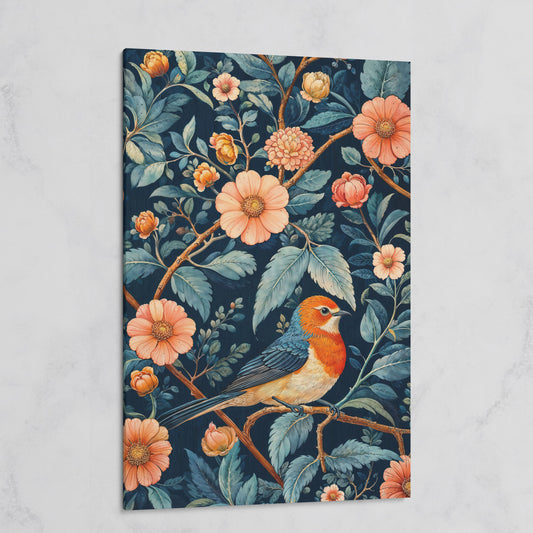 William Morris Bird and Floral Canvas Print on gallery wrap