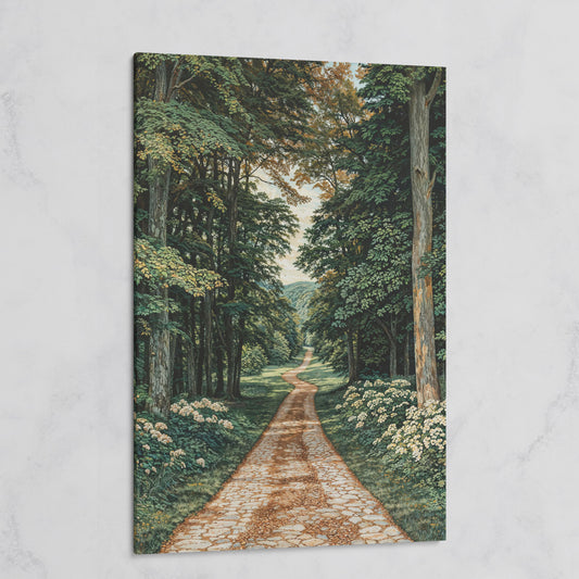 Country Road Through Forest Canvas on gallery wrap