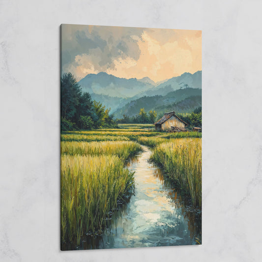 Countryside River Landscape Canvas on gallery wrap