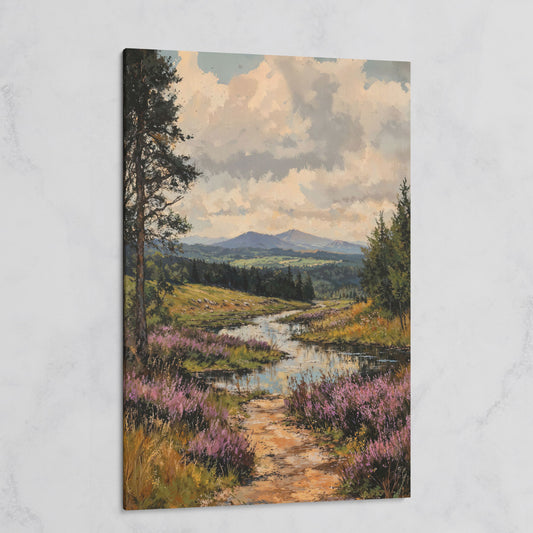 Mountain Range and River Canvas Print on gallery wrap