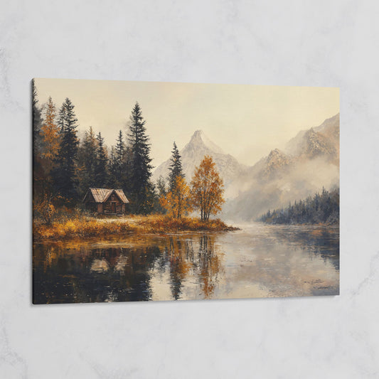 Autumn Lake with Mountain Vista Canvas on gallery wrap