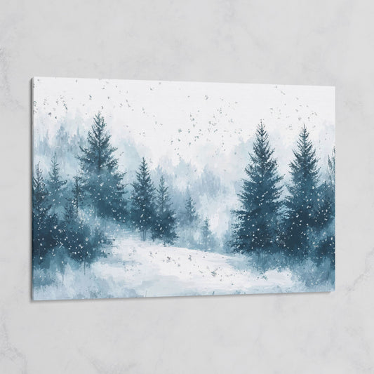 Serene Winter Forest Snow Landscape Canvas on gallery wrap