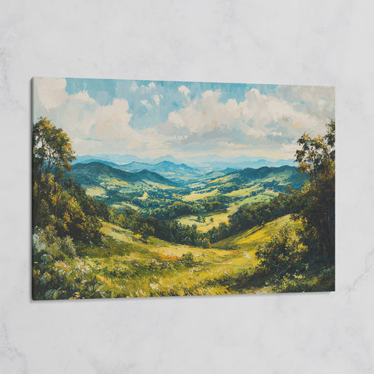 Rolling Hills Canvas Print - Olive Mountain Landscape on gallery wrap