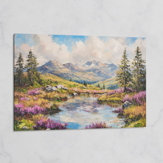 Summer Mountain Lake Canvas on gallery wrap
