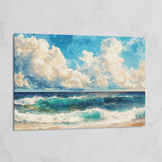 Seascape with Low Clouds Canvas Print on gallery wrap