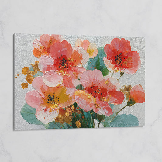 Red and Orange Poppy Bouquet Floral Canvas Wall Art on gallery wrap
